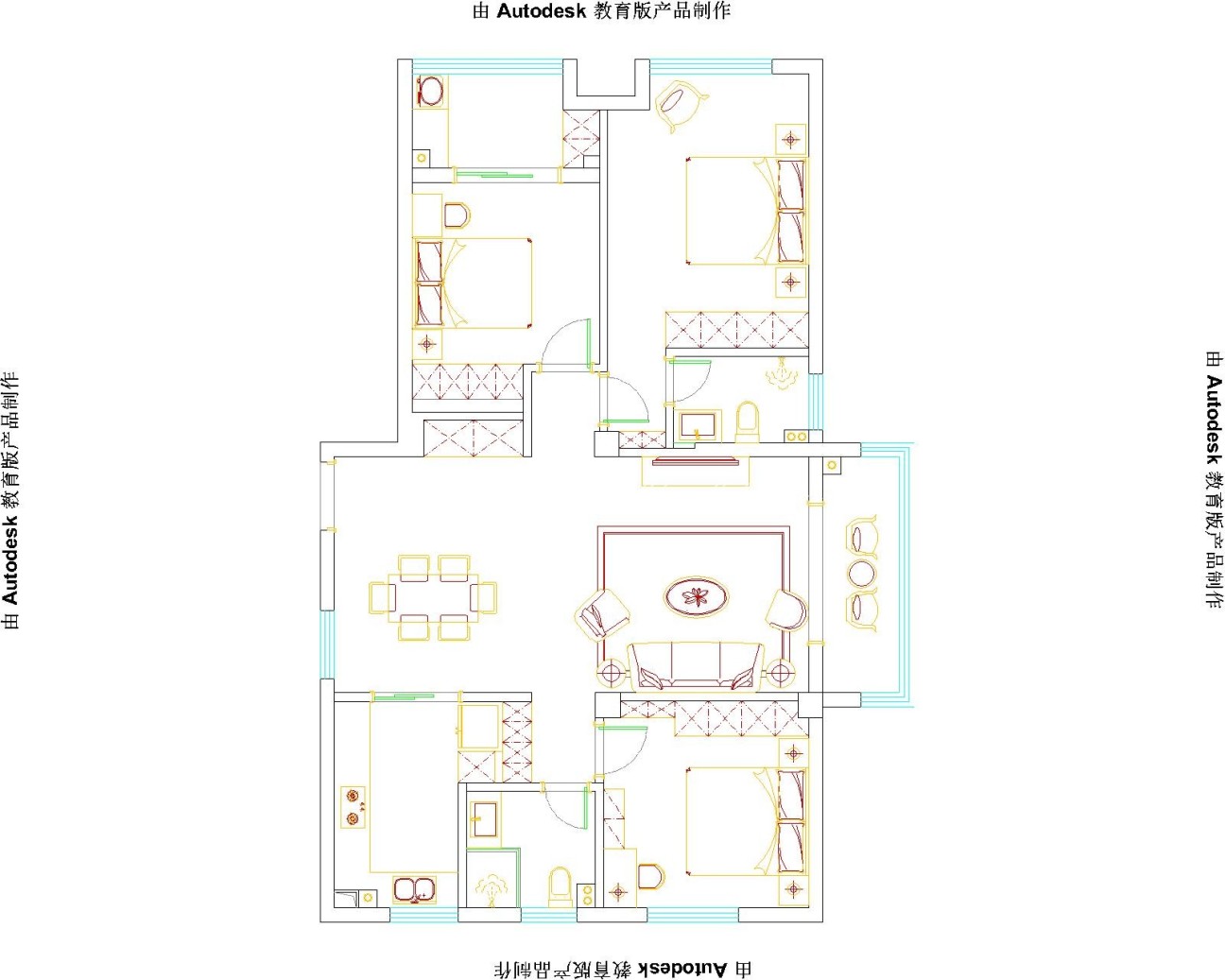 户型图泗水福临城103m²新中式风格装修案例