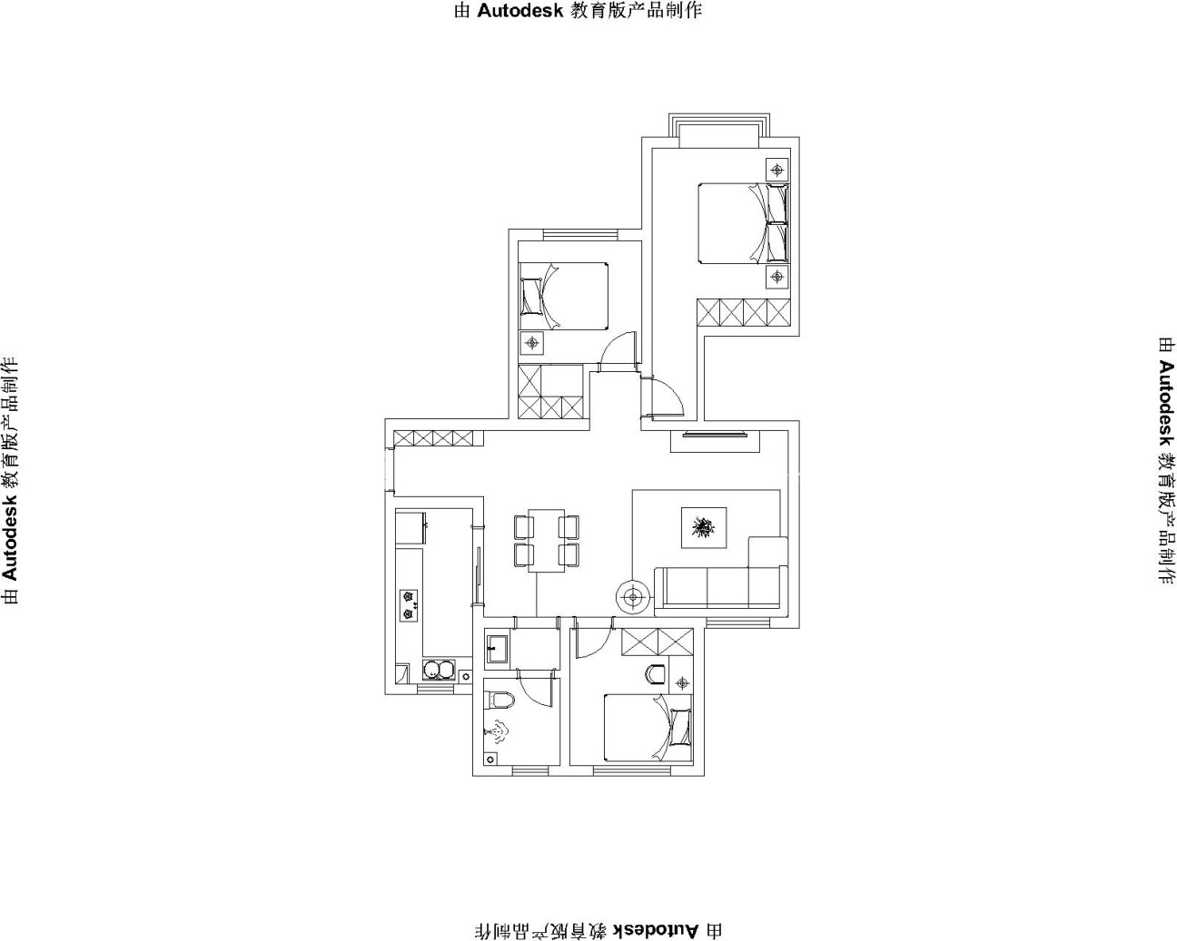 户型图书香门邸80m²北欧现代装修案例