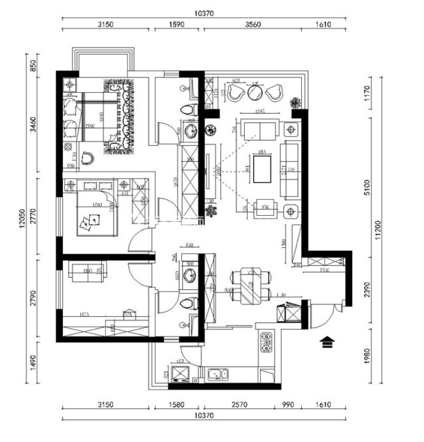 户型图吾悦广场 112m² 现代风格 生活家家居