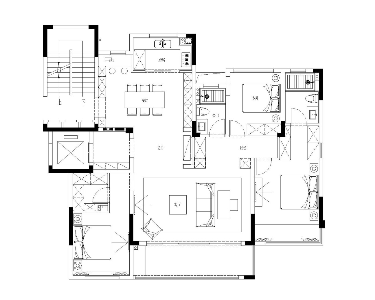 户型图睿湖印象110m²现代风格装修案例