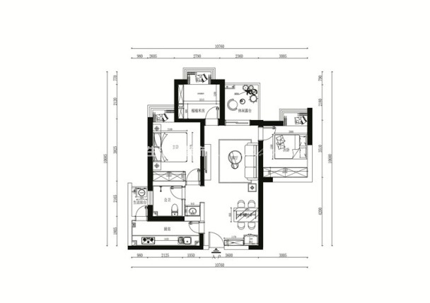 户型图润城 98m² 现代简约 生活家家居