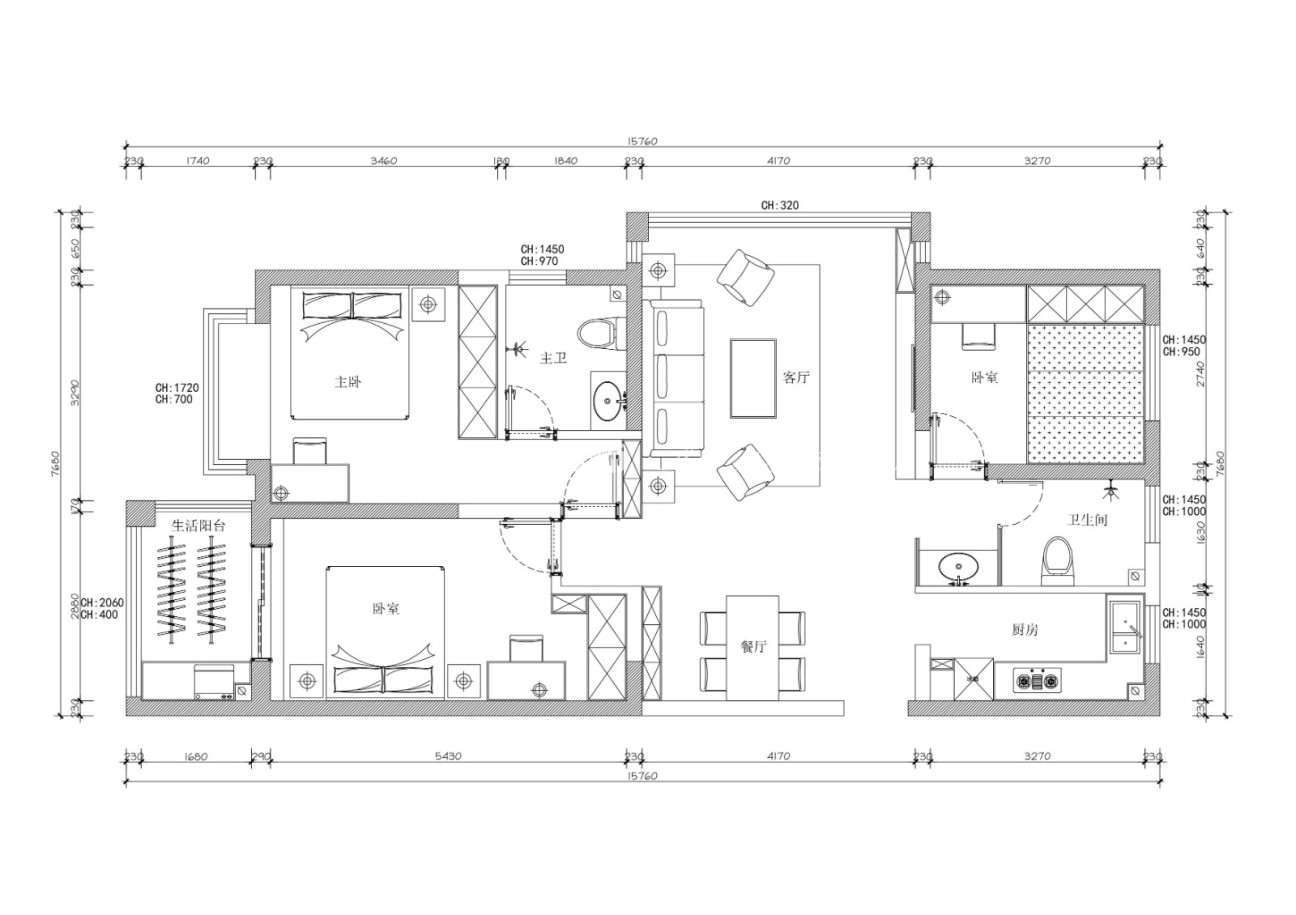 户型图龙城公馆 120m² 现代风格装修案例